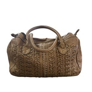 Officina Origi Italian Leather Tan Satchel Braided Design